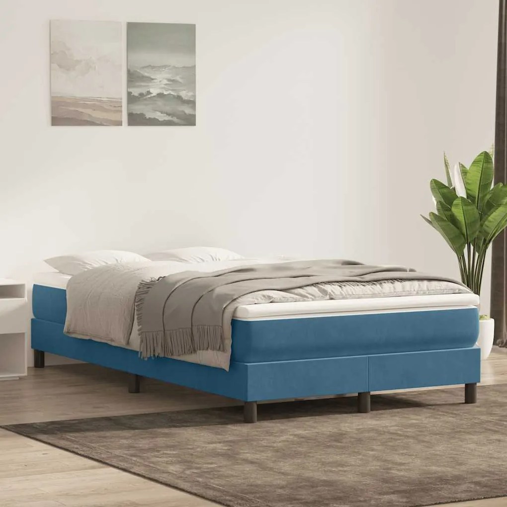 vidaXL Box Spring Κρεβάτι χωρίς στρώμα Σκούρο μπλε Βελούδινο