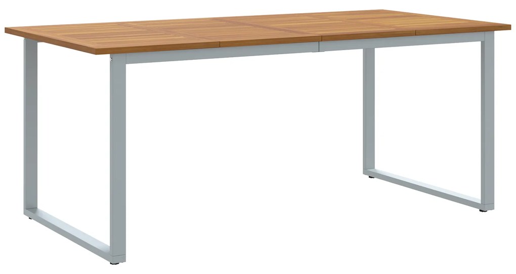 vidaXL Εξωτερικό Τραπέζι Φαγητού Γκρι 180x90x75 εκ Χάλυβας&Στερεό Ξύλο Ακακίας