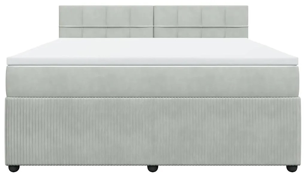 vidaXL Κρεβάτι Boxspring με Στρώμα Ανοιχτό Γκρι 180x200 εκ. Βελούδινο