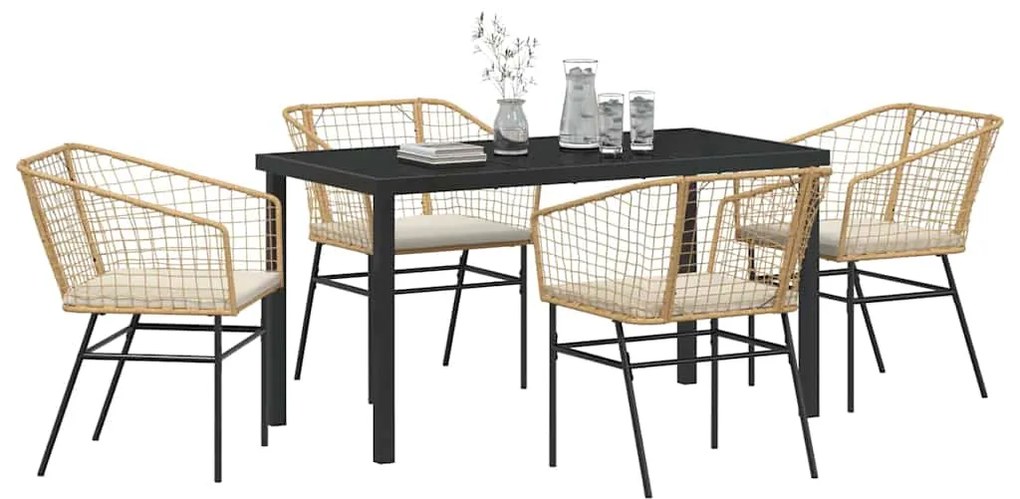 vidaXL Σέτ φαγητού για κήπο 5 pcs Καφέ συνθετικό ρατάν