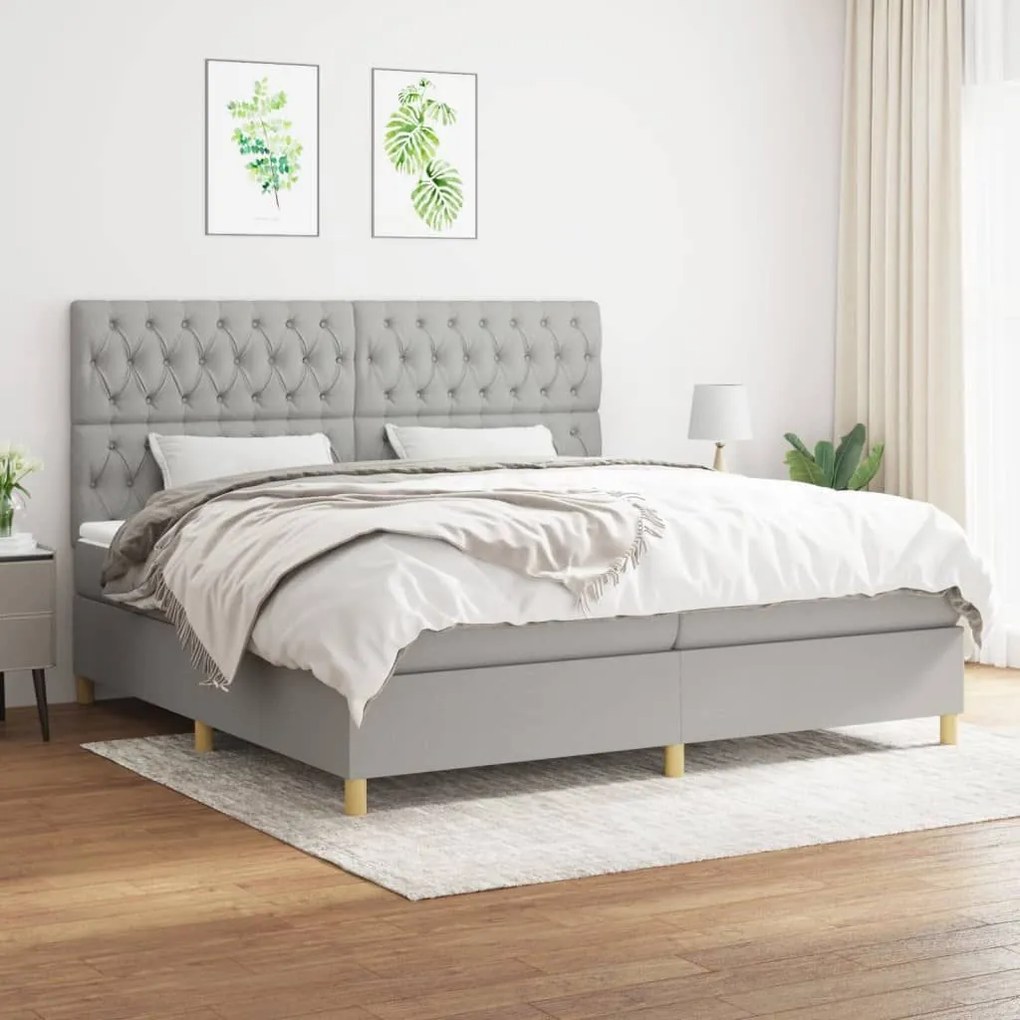 ΚΡΕΒΑΤΙ BOXSPRING ΜΕ ΣΤΡΩΜΑ ΑΝΟΙΧΤΟ ΓΚΡΙ 200X200 ΕΚ. ΥΦΑΣΜΑΤΙΝΟ 3142601