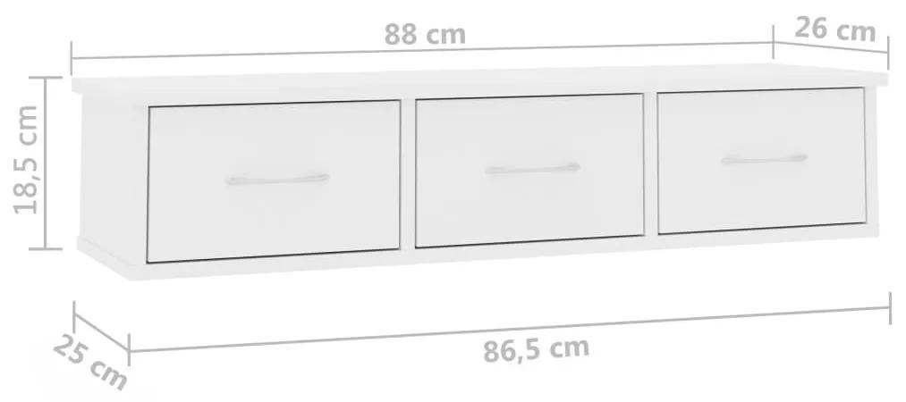 Ράφι Τοίχου με Συρτάρια Λευκό 88 x 26 x 18,5 εκ. Μοριοσανίδα - Λευκό