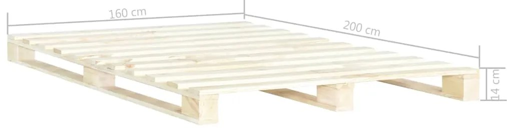 vidaXL Πλαίσιο Κρεβατιού 160 x 200 εκ. Παλέτες από Μασίφ Ξύλο Πεύκου