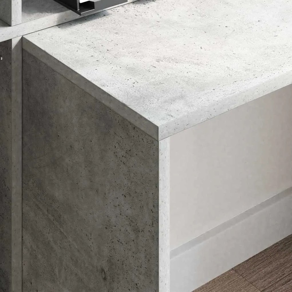 vidaXL Γραφείο με ράφι Γκρι σκυροδέματος 138.5 x 55 x 143 εκ