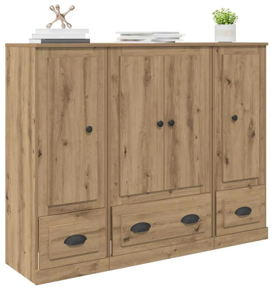 vidaXL Highboard με συρτάρι 3 pcs Artisan Oak Επεξεργασμένο ξύλο
