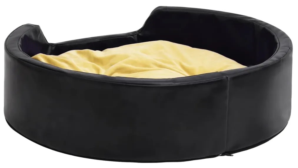 vidaXL Κρεβάτι Σκύλου Μαύρο/Κίτρινο 79x70x19 εκ. Βελουτέ/Συνθ. Δέρμα