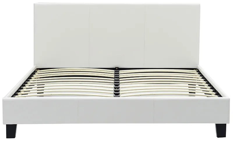 Κρεβάτι Nevil pakoworld διπλό 150x200 PU χρώμα λευκό ματ - 006-000001 - 006-000001