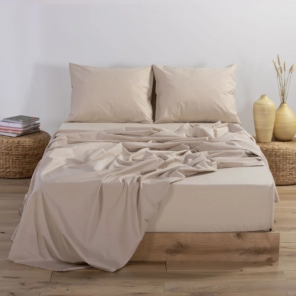 Σεντόνι Basic Beige Nef-Nef Υπέρδιπλo 240x270cm Χωρίς Λάστιχο 100% Βαμβάκι