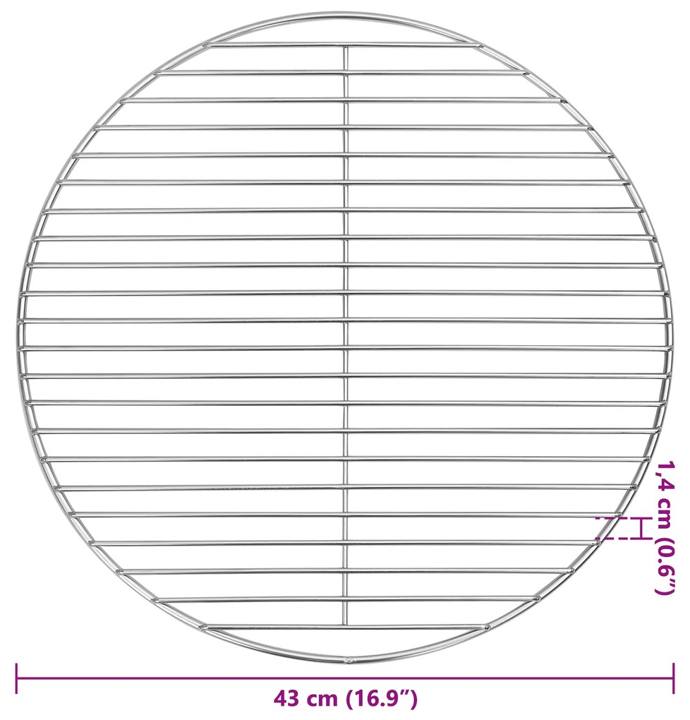 vidaXL BBQ Grill Grate Silver Ø43 εκ Ανοξείδωτο Χάλυβα