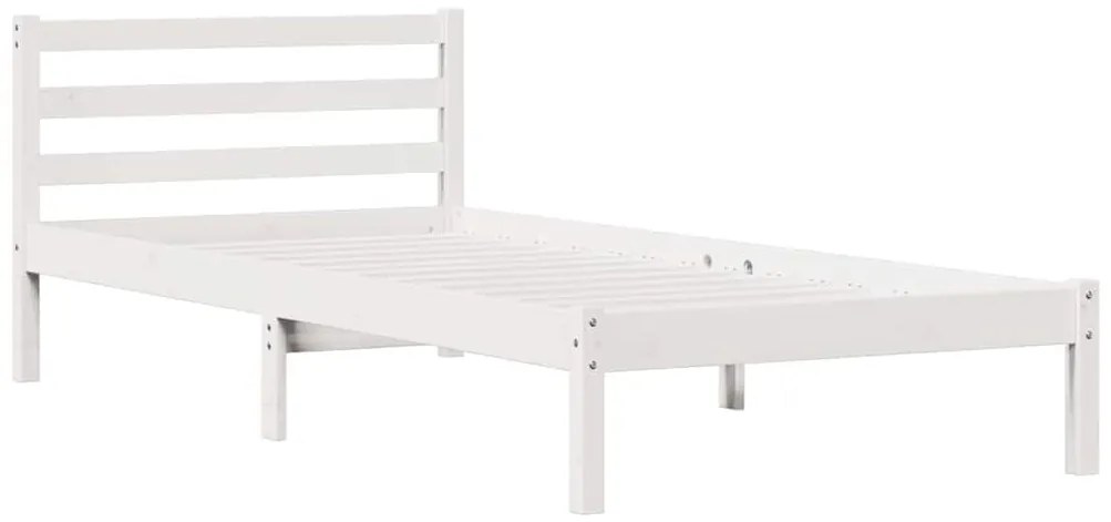 vidaXL Κρεβάτι με κεφαλάρι Λευκό 220 x 90 εκ Μασίφ ξύλο πεύκου
