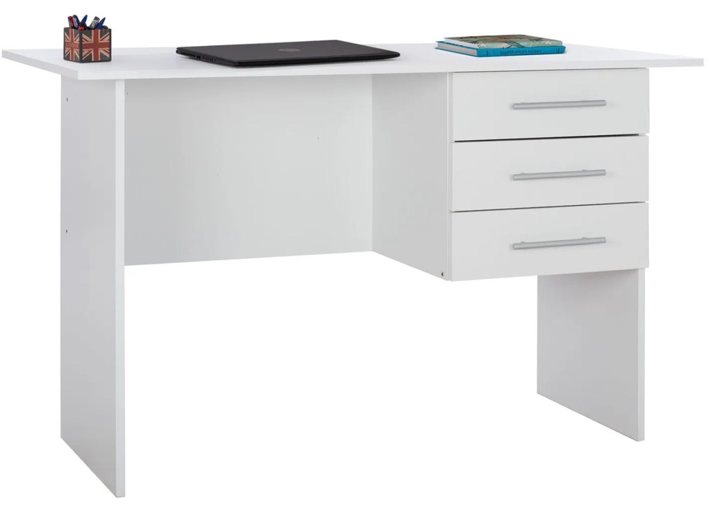 Γραφείο Μελαμίνης Ensley Με 3 Συρτάρια Λευκό 120x60x76 Εκ.
