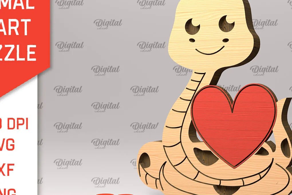 Σετ των 2 Intra απο ξύλο plywood 3mm-4mm πάχος – Snake Wooden Puzzle Δίασταση 20x20 cm INTRAFABR-97714800