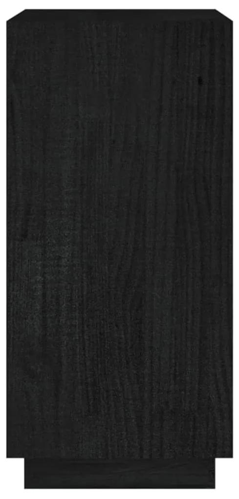 Βιβλιοθήκη Μαύρη 40 x 35 x 71 εκ. από Μασίφ Ξύλο Πεύκου - Μαύρο