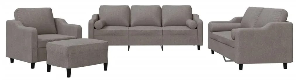 Σετ Σαλονιού 4 Τεμαχίων Taupe από Ύφασμα με Μαξιλάρια 3201801