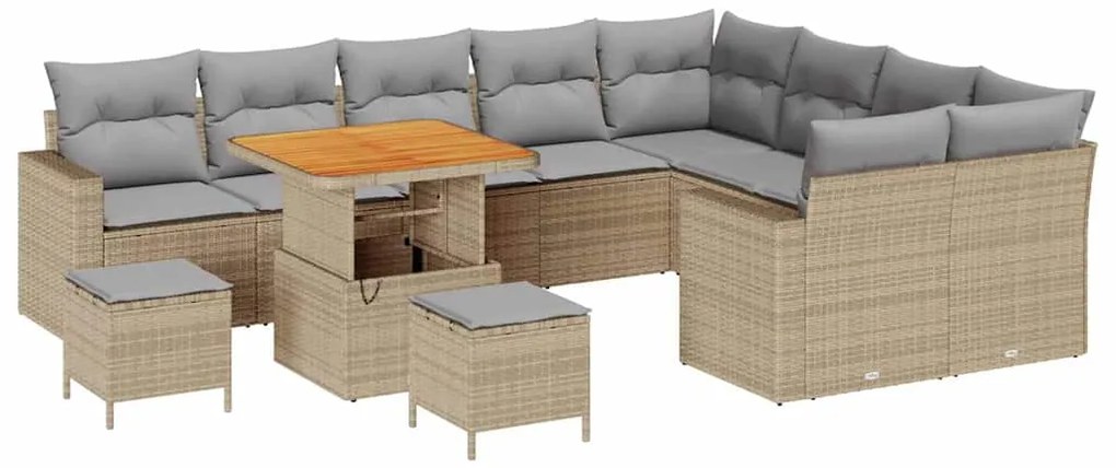 vidaXL Σετ Καναπέ Κήπου με μαξιλάρι 12 pcs μπεζ και ανοιχτό γκρι