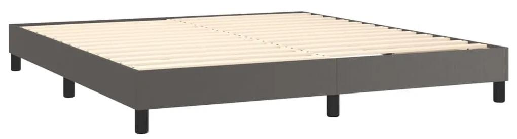 Κρεβάτι Boxspring με Στρώμα Γκρι 160x200εκ. από Συνθετικό Δέρμα - Γκρι