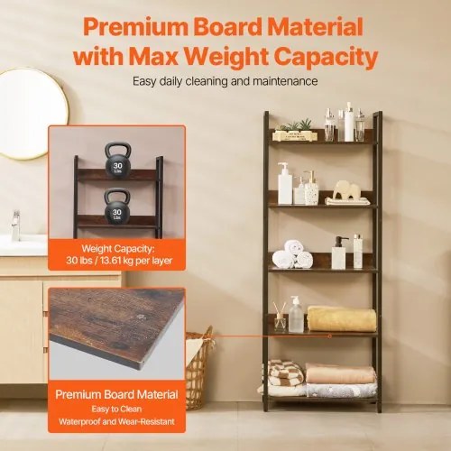 VEVOR Metal Bookshelf Open Bookshelf 5-Tier for Living room Bedroom &amp; Office