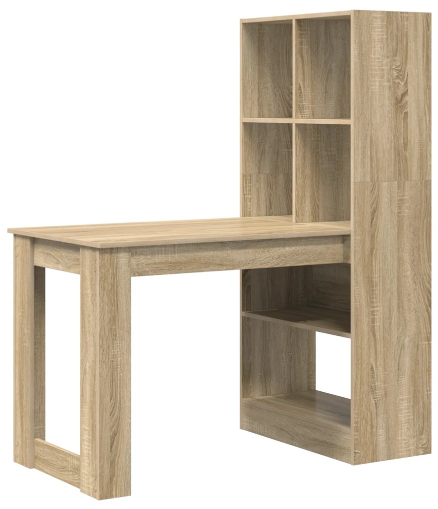 vidaXL Γραφείο με ράφι με αποθήκευση Sonoma Δρυς 122 x 67 x 145 εκ.