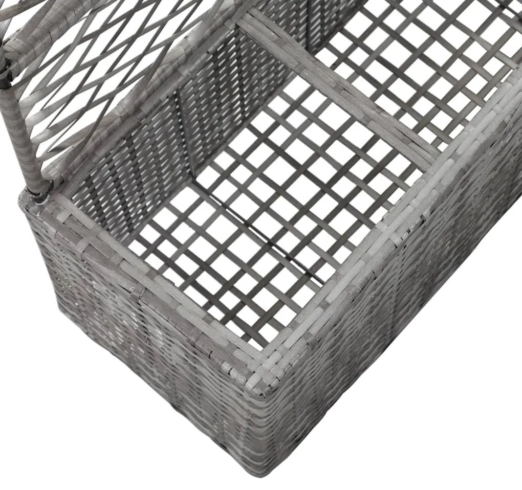 vidaXL Ζαρντινιέρα Υπερυψωμένη+Καφασωτό Γκρι 83x30x130 εκ. Συνθ. Ρατάν