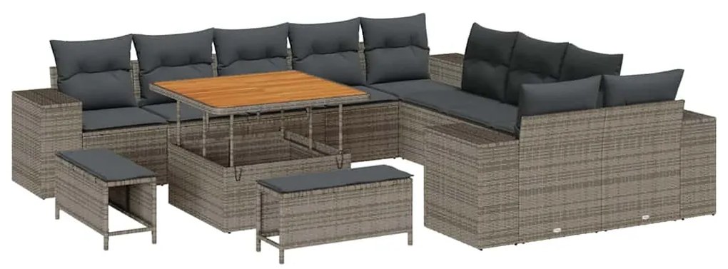 vidaXL Σετ Καναπέ Κήπου με μαξιλάρι 13 pcs Γκρι 100 x 100 x 71 cm