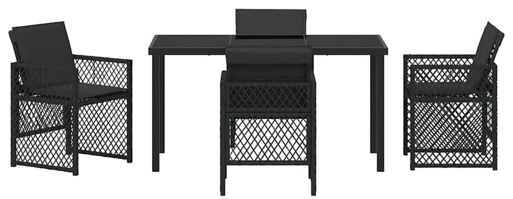 vidaXL Σέτ φαγητού για κήπο 5 pcs Μαύρο συνθετικό ρατάν