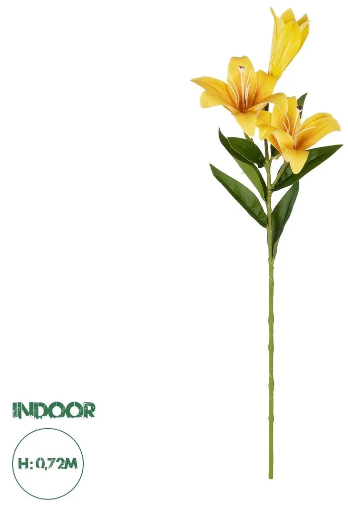 GloboStar® Artificial Garden YELLOW LILLY BRANCH 21311 Τεχνητό Διακοσμητικό Κλαδί Κίτρινο Κρίνο Y72cm