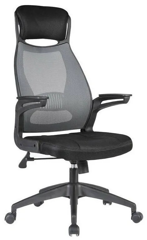Καρέκλα γραφείου Houston 247, Μαύρο, Γκρι, 116x58x62cm, Με μπράτσα, Με ρόδες, Μηχανισμός καρέκλας: Κλίση