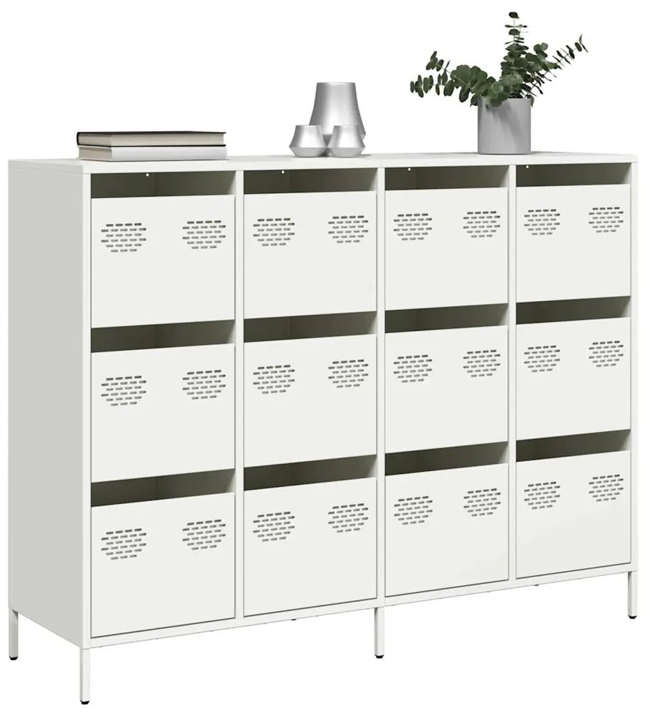 vidaXL Sideboard Λευκό 135x39x103,5 cm Ατσάλι ψυχρής έλασης