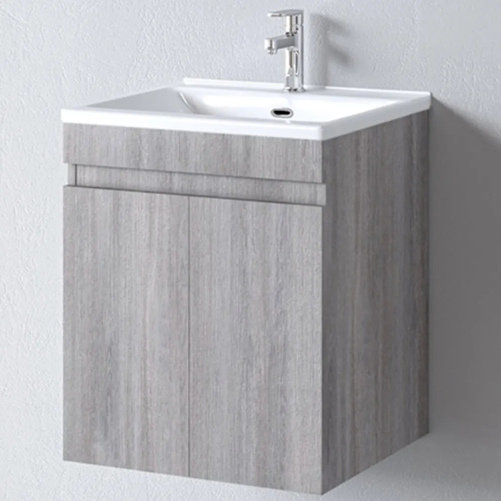 Έπιπλο Μπάνιου Πάγκος Με Νιπτήρα Omega 55 S3BOM055GON 55x45x60 Grey-White Πορσελάνη,Μελαμίνη