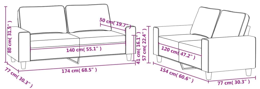 vidaXL Σετ Σαλονιού 2 Τεμαχίων Αν. Κίτρινο Υφασμάτινο