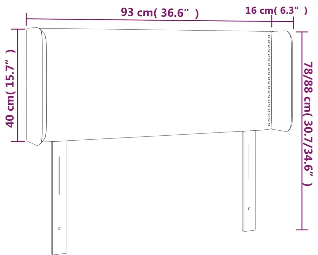 vidaXL Κεφαλάρι Κρεβατιού LED Μαύρο 93x16x78/88 εκ. Βελούδινο