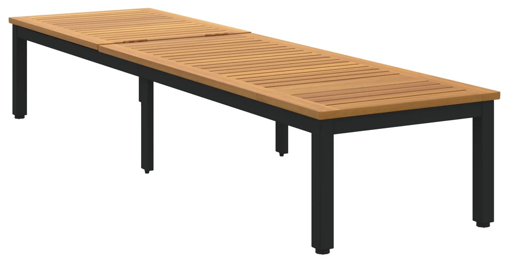 vidaXL Ξαπλώστρα Μαύρη 200x55x35 εκ Μασίφ Ξύλο Ακακίας