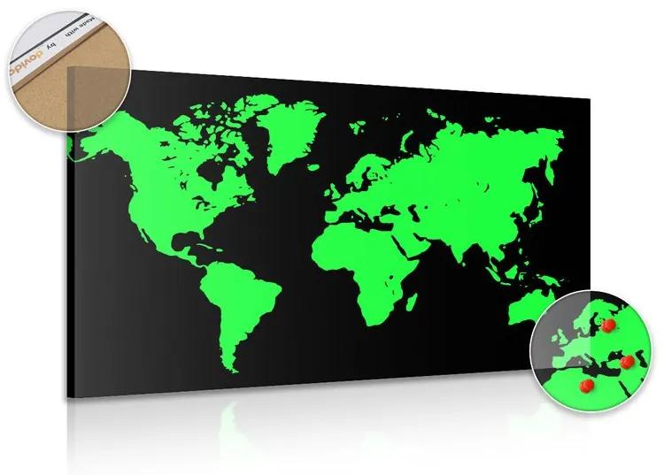 Εικόνα σε πράσινο χάρτη φελλού σε μαύρο φόντο