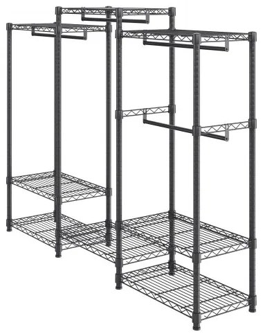 VEVOR Heavy Duty Clothes Rack, Rolling Clothing Garment Rack with 4 Hang Rods &amp; 8 Storage Tiers, Adjustable Custom Closet Rack, Freestanding Wardrobe for Hanging Clothes, 800 lbs Load Capacity