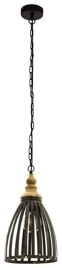 Φωτιστικό Οροφής Κρεμαστό Oldcastle 49786 Black-Brown Eglo Metal,Wood