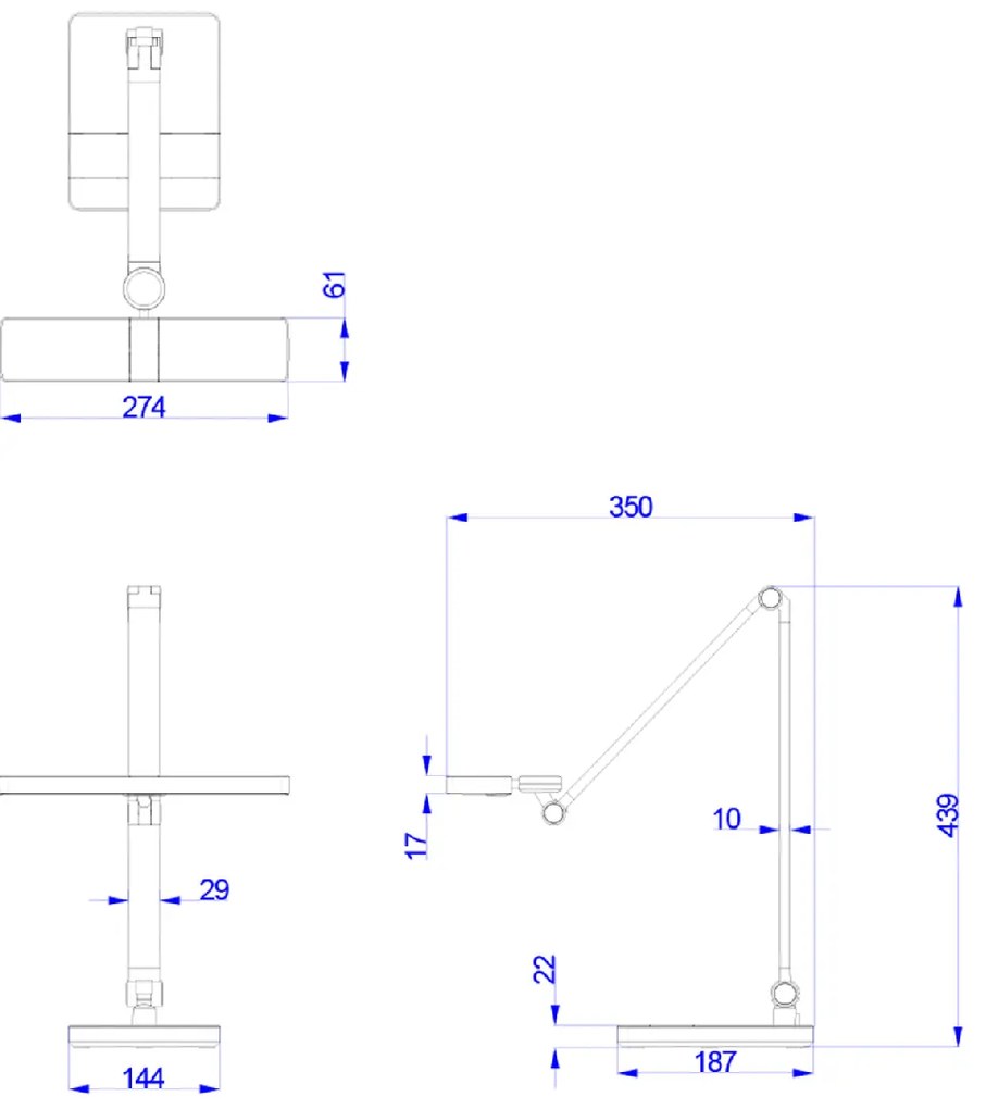 ΦΩΤΙΣΤΙΚΟ ΓΡΑΦΕΙΟΥ LED BLAIN PRO HM4461.02 ΜΑΥΡΟ ΜΑΤ ABS 35x43,9Υεκ.