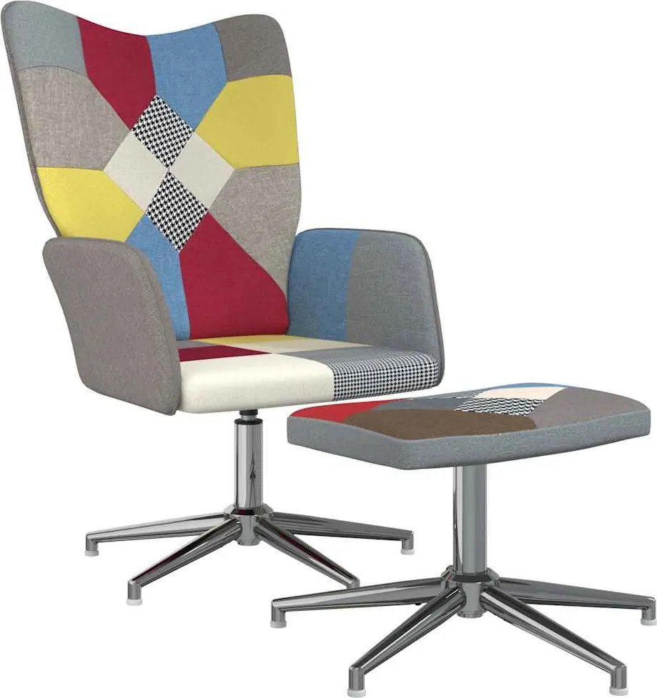 vidaXL Πολυθρόνα Relax Σχέδιο Patchwork Υφασμάτινη με Σκαμπό