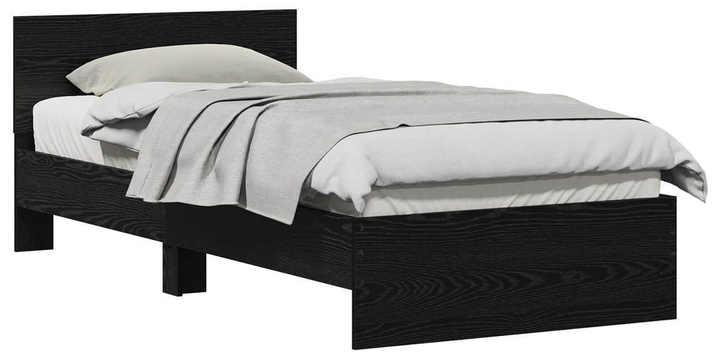 vidaXL Κρεβάτι με Υποκείμενο Μαύρη Δρυς 90x200 cm Επεξεργασμένο Ξύλο
