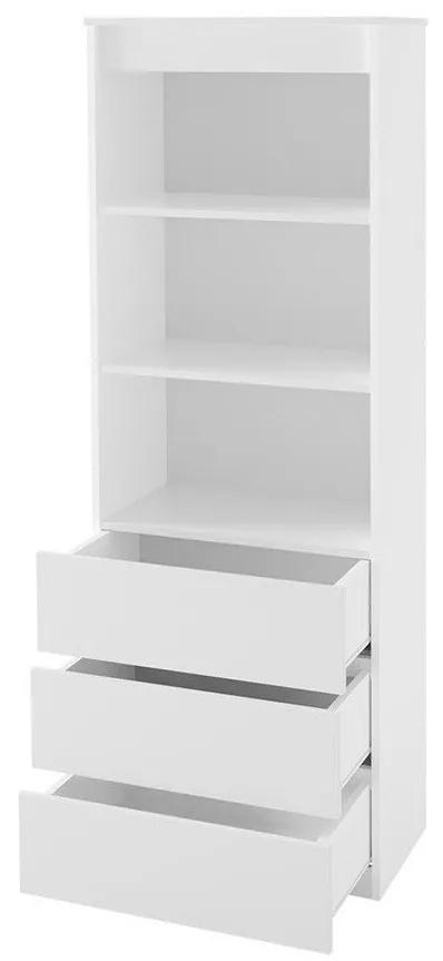 Βιβλιοθήκη Comfivo 184, Με συρτάρια, Πλαστικοποιημένη μοριοσανίδα, Αριθμός συρταριών: 3, 180x60x35cm, 39 kg, Άσπρο | Epipla1.gr