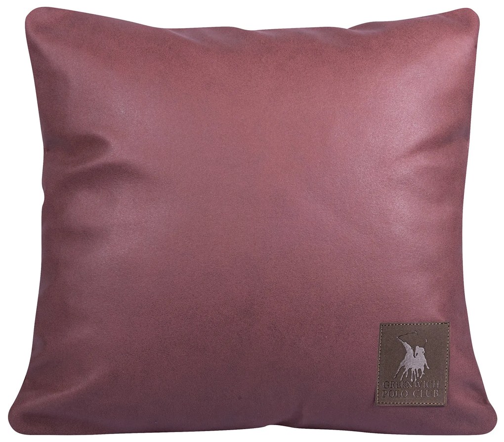 Διακοσμητικό Μαξιλάρι Polyester Leather Like 42x42εκ. Premium 3928 Ροδί Σκούρο Greenwich Polo Club