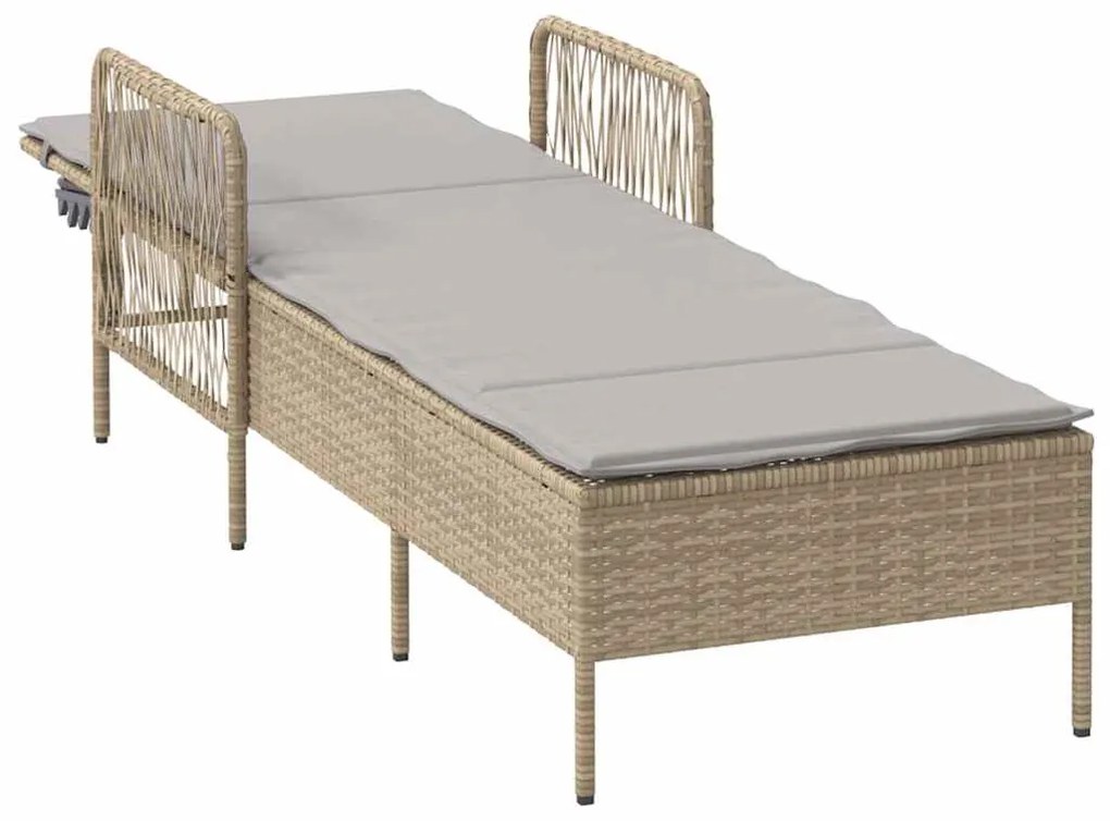 vidaXL Ξαπλώστρα με μαξιλάρι Μπεζ 157 x 55 x 92 εκ. συνθετικό ρατάν