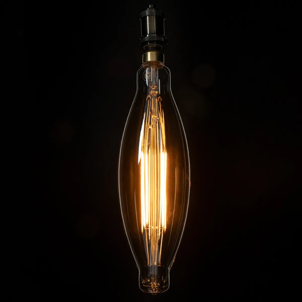 GloboStar 99167 Λάμπα LED Long Filament E27 3.5K AVOCADOS Γλόμπος 8W 650lm 360° AC 220-240V IP20 Φ12 x Υ44cm Ultra Θερμό Λευκό 2200K με Μελί Γυαλί Dimmable - 3 Χρόνια Εγγύηση - 99167