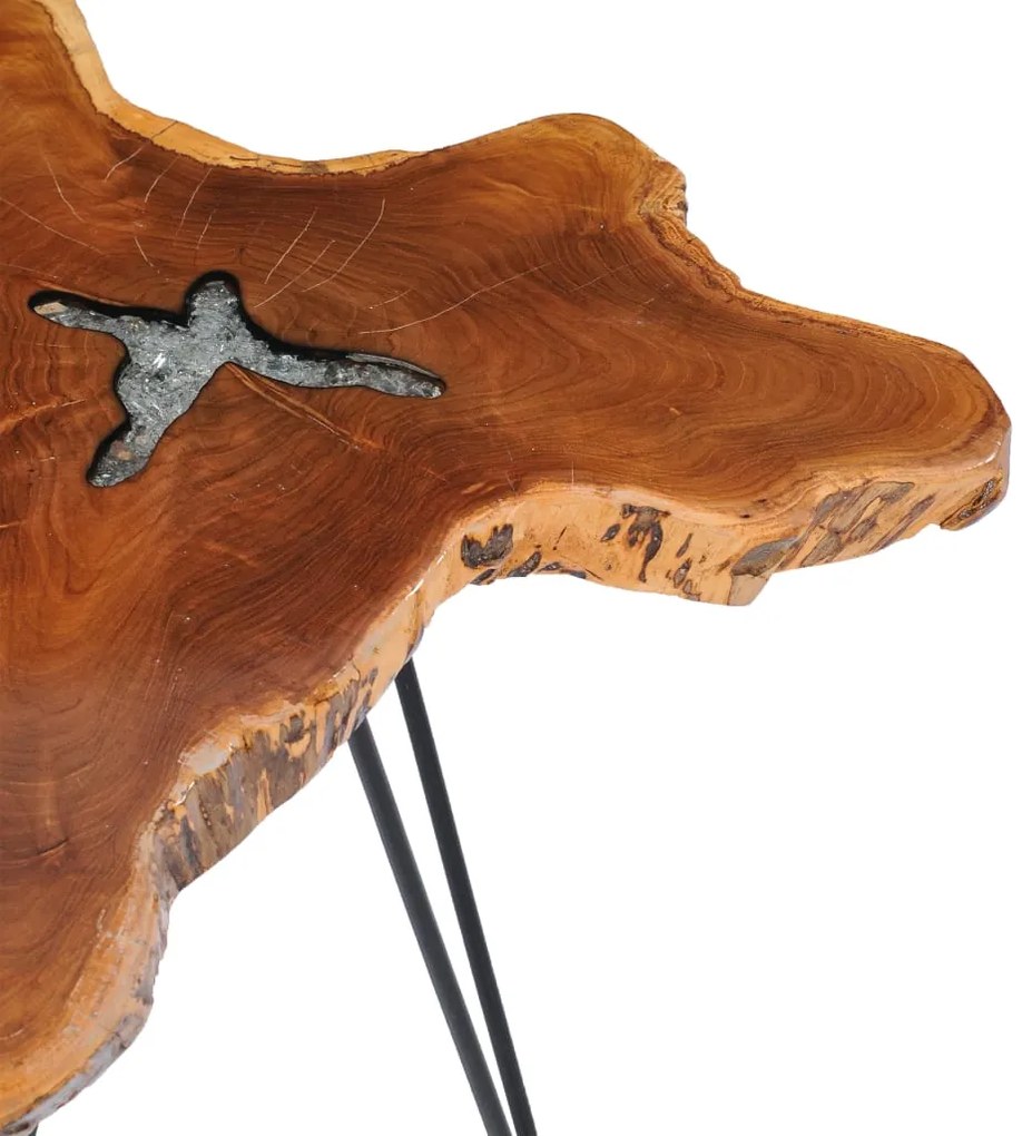 vidaXL Τραπεζάκι Σαλονιού 70x45 εκ. από Μασίφ Ξύλο Teak / Συνθ. Ρητίνη