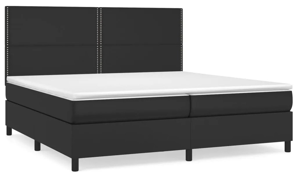 vidaXL Κρεβάτι Boxspring με Στρώμα Μαύρο 200x200 εκ. Συνθετικό Δέρμα