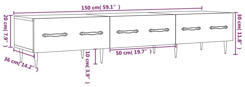 Έπιπλο Τηλεόρασης Sonoma Δρυς 150x36x30 εκ. Επεξεργασμένο Ξύλο - Καφέ