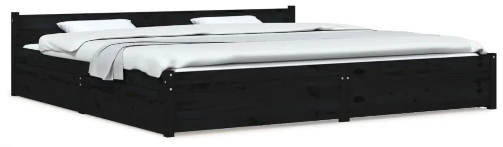 vidaXL Πλαίσιο Κρεβατιού Με Συρτάρια Μαύρο 200 x 200 εκ.