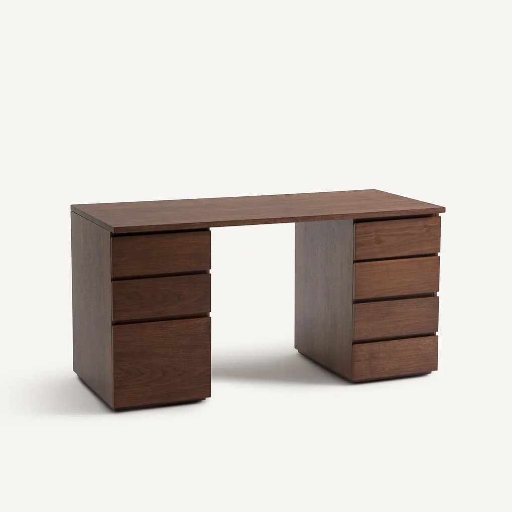 Συρταριέρα γραφείου με 3 συρτάρια με καπλαμά ξύλου καρυδιάς, Working