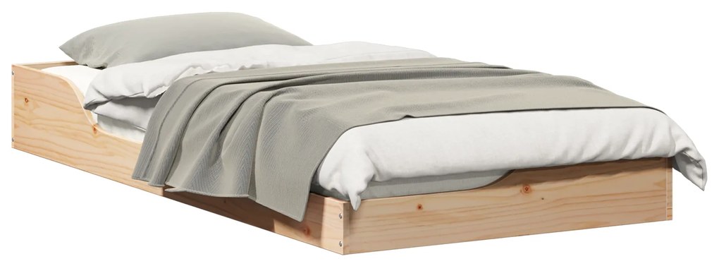 vidaXL Κρεβάτι δαπέδου Καφέ 90 x 190 cm Μασίφ ξύλο πεύκου