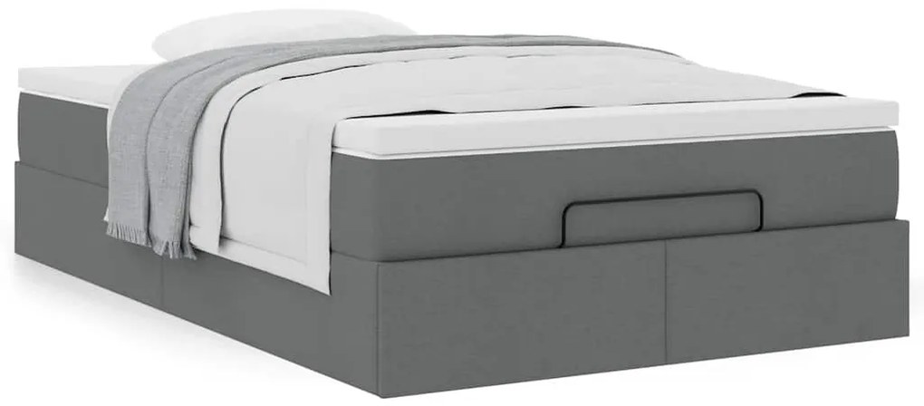 vidaXL Οθωμανικό κρεβάτι με στρώμα Σκούρο γκρι 120x190 cm Ύφασμα