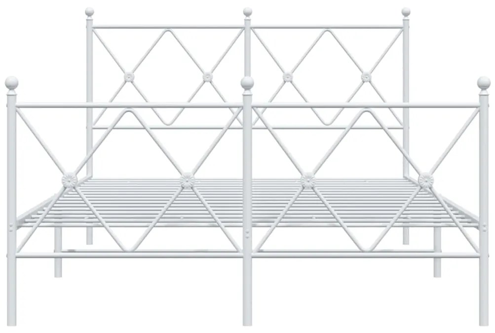 vidaXL Πλαίσιο Κρεβατιού με Κεφαλάρι&Ποδαρικό Λευκό 120x190εκ. Μέταλλο
